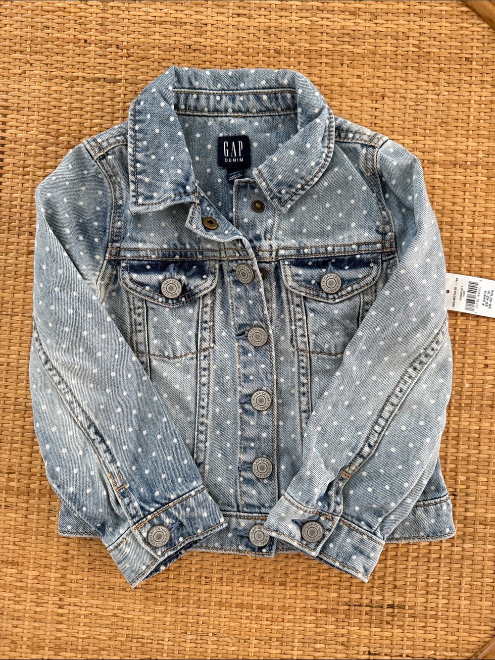 GAP Kids Light Wash Polka Dot Denim Jacket